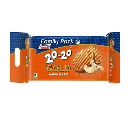 Parle 20 20 Gold Cashew Almond Cookies Biscuits Family Pack